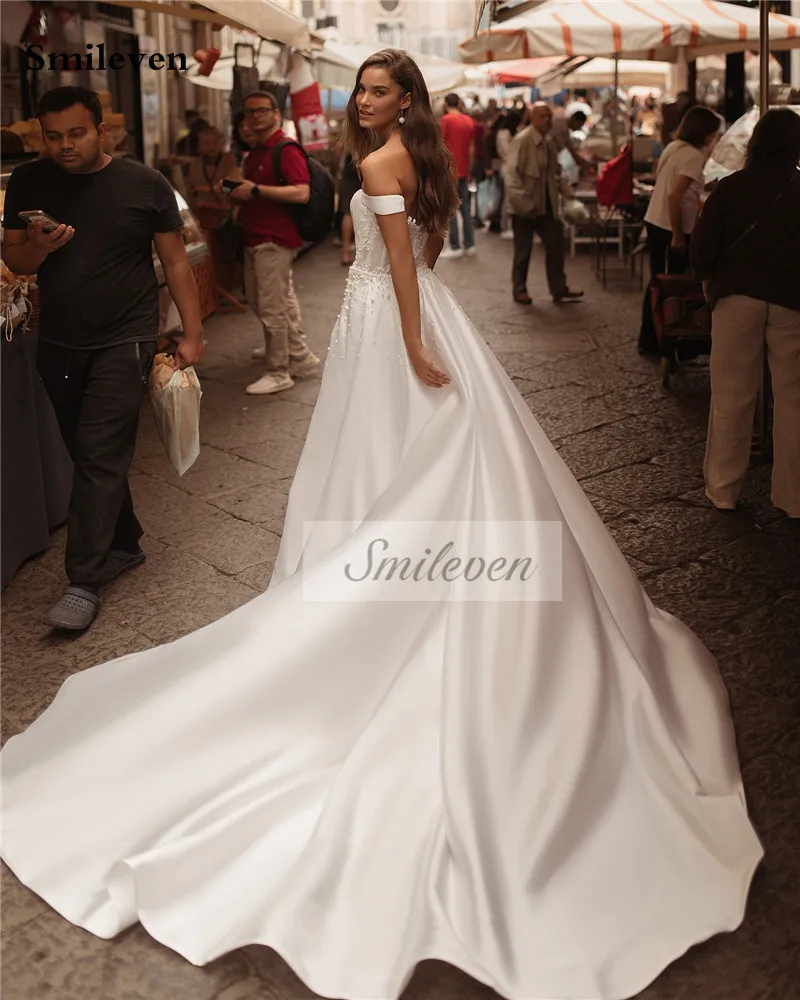 Smileven Dubai Mermaid Wedding Dresses Pearls Sleeveless Bride Dresses Vestido de novia 2024 Customized Removable Wedding Gowns