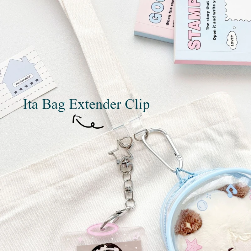 Ita Bag Accessory Clip Clear Keychain Card Case Carabiner Expandable Bag Charm for Photocard Display Cute Merch Decoration