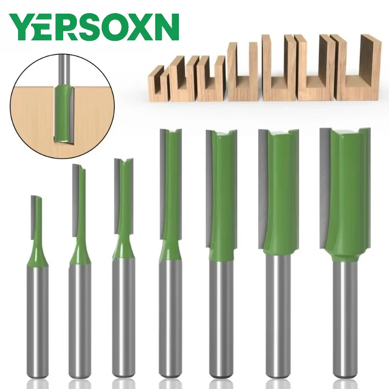1PC 1/4′′ 6mm Shank Single Double Flute Straight Bit Milling Cutter for Wood 6MM Tungsten Carbide Router Bit Woodwork Tool Set