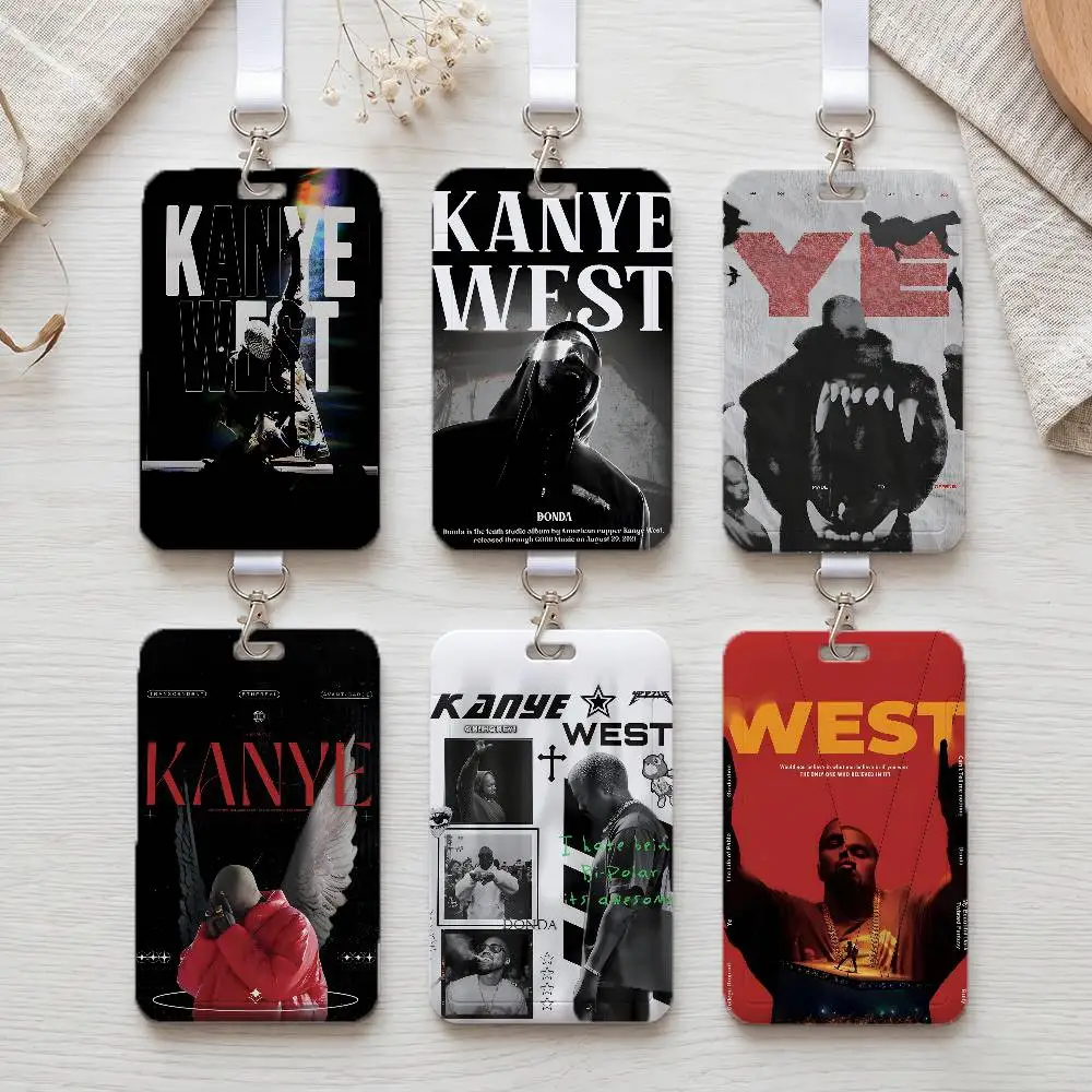 K-Kanye W-West Y-Ye Rapper Portable Office Staff Badge Card Cover Lanyard Card Case
