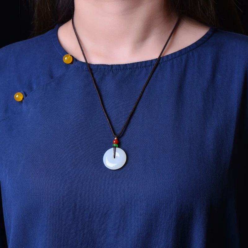 

Premium Hetian Jade Round Peace Pendant
