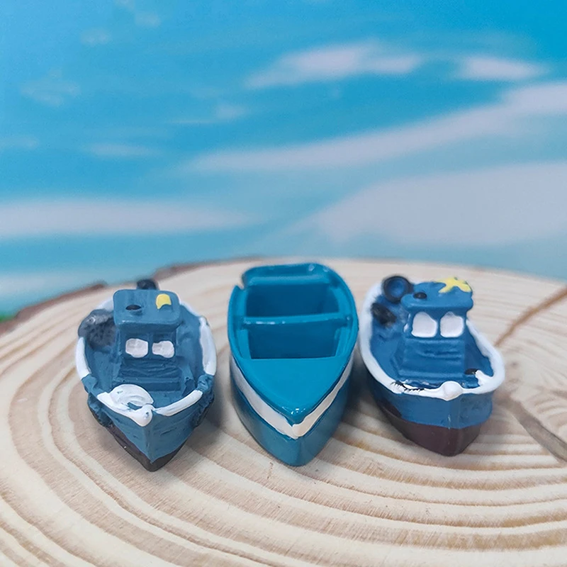 Resin Mini Simulation Yacht Mini Craft Micro Landscaping Fish Tank Aquarium Miniature Home Fairy Garden Decoration Accessories