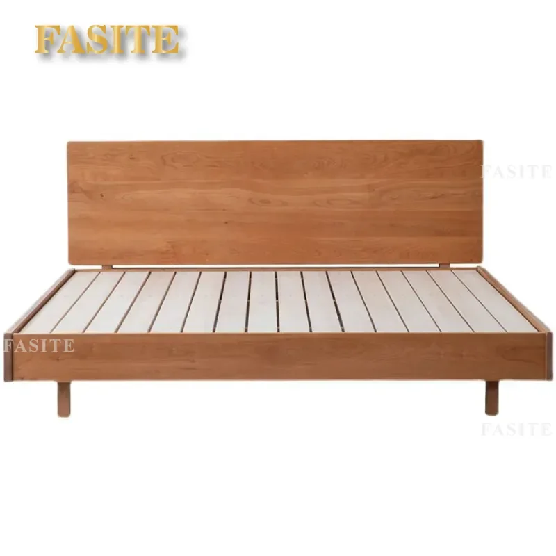 Solid Wood Master Bedroom Simple Nordic Black Walnut Cherry Ash Suspension Bed