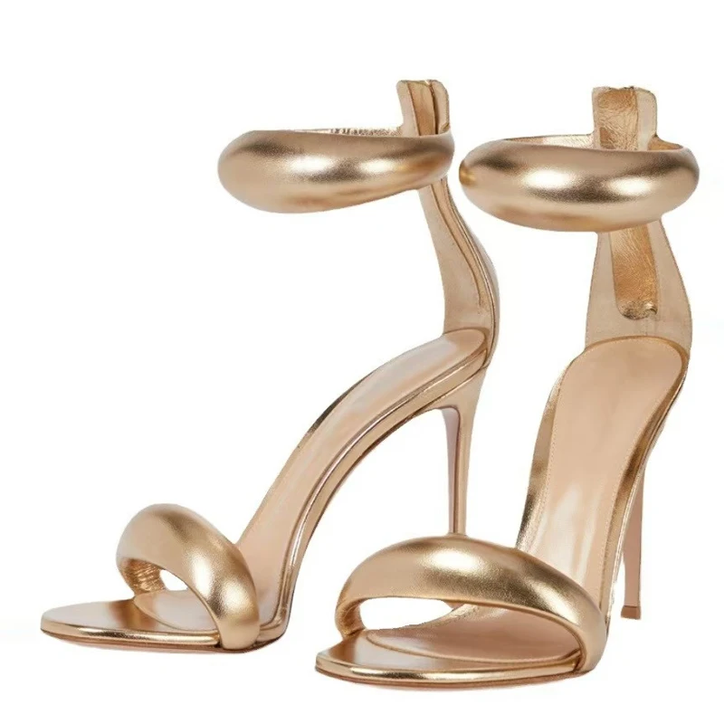 Liyke High Quality Soft Cozy Leather Ankle Wrap Zip Sandal Women Summer Fashion Open Toe Gladiator Heels Wedding Banquet Shoes