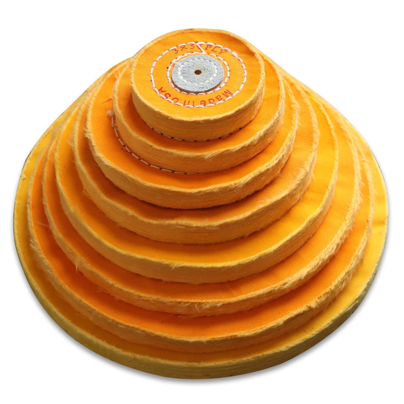 Buffing Polishing Wheel 2-10 inch Treated Yellow Cotton(50 Ply) with 1/8 inch Arbor Hole for Bench Grinder