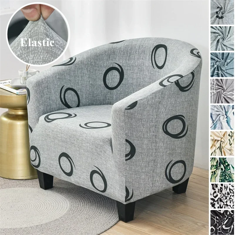 Spandex Tub Chair Cover Flower Print Club Armchair Slipcover Elastic Washable Seat Case Protector for Living Room Home Decor