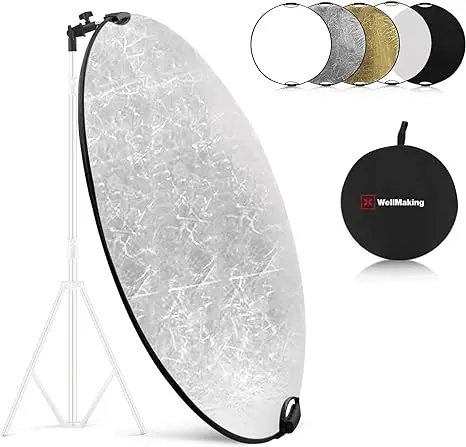 

32 Inch (80cm) Reflector Photography Collapsible Light Reflector 5 in 1 Handle ReflectorTranslucent Silver Gold White and Black