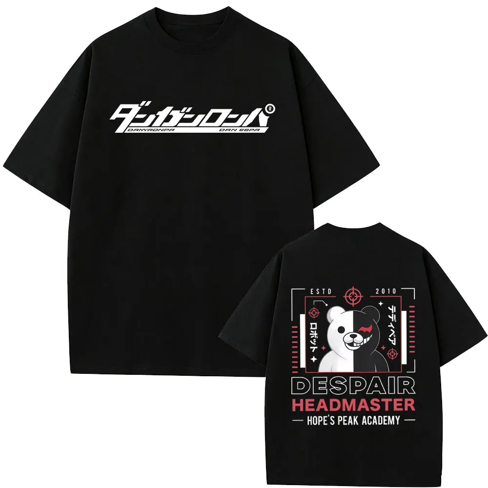 

Japanese Anime Danganronpa Despair Headmaster Monokuma Merch T-shirt Men's Women Clothing Manga Oversized T Shirts Streetwear