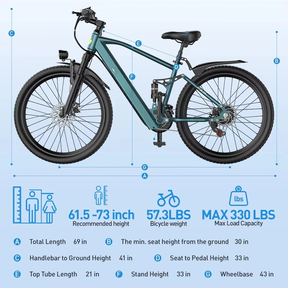 400W Lithium Battery 26inch Fat Tyre Mountain Bike 36V 13AH City Ebike Bicycle Electric Bike
