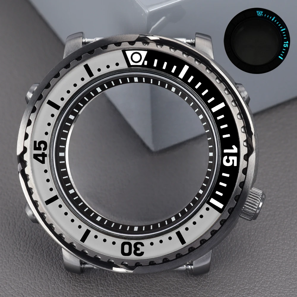 43mm 200m Diving Watch Case C3 Bezel Sapphire Glass Waterproof With Chapters Ring For Tuna Can Seiko NH35 NH36 NH34NH38 Movement