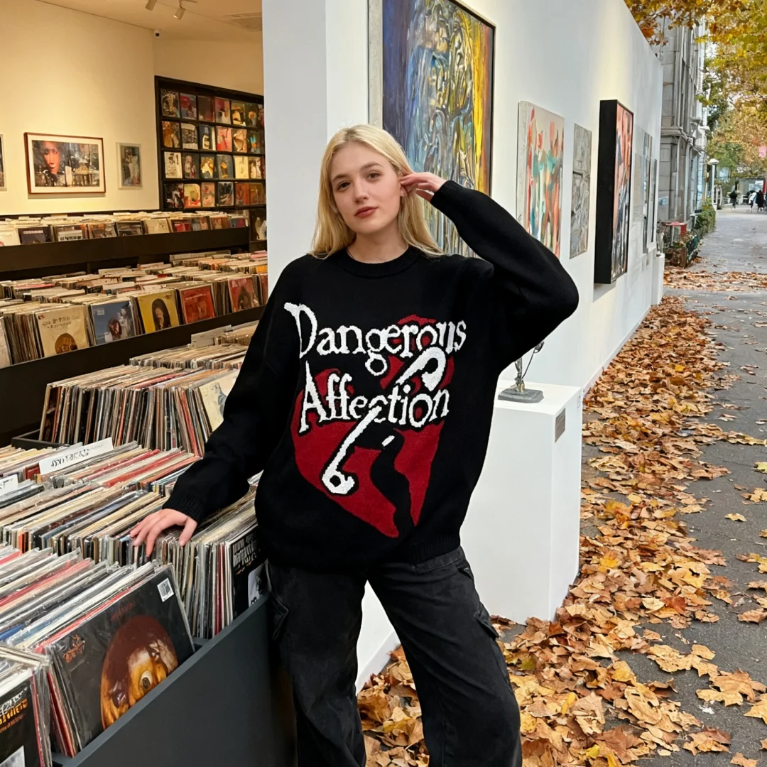 

Vintage Loose Letter Graphic Pullover Y2K Knit Sweater Aesthetic Casual Autumn Jumper Unisex Knitwear