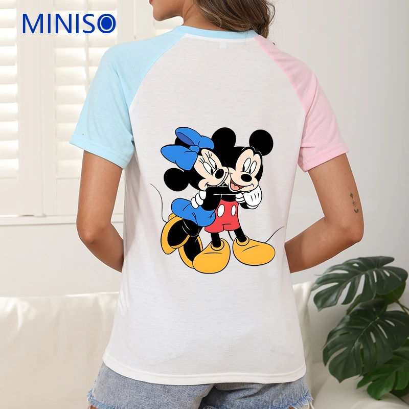 

Custom Dress Trends Clothes Disney Mickey Minnie Printed T-shirt Loose Woman White t-Shirt Ladies Large Size Cartoon Clothing