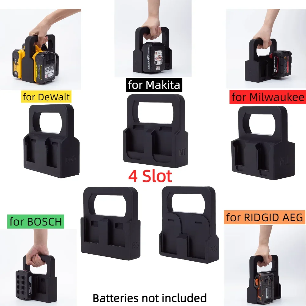 

4 Slot Battery Case Box Storage Bracket for DeWalt/Makita/Milwaukee/BOSCH/RIDGID AEG Li-ion Battery Portable Storage Compartment