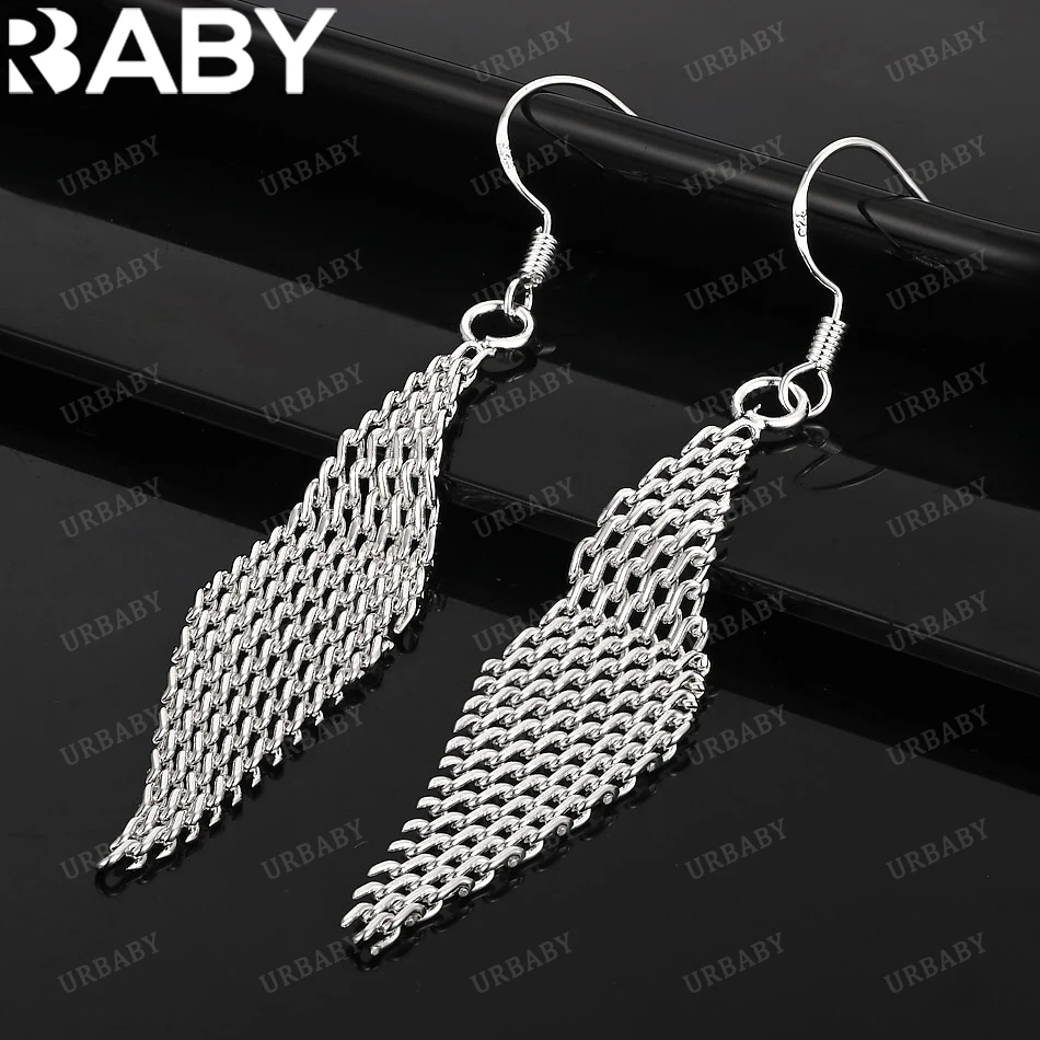 

URBABY 925 Sterling Silver Earrings Diamond Grid Drop Earrings For Women Jewelry Fashion Party and Daily Wear