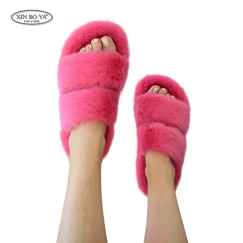 Women\'s Fur Slippers Female Designer Shoes For Women 2024 Woman Outside Flat Fashion Ladies Mink slippers Girls Mink Fur Slipper