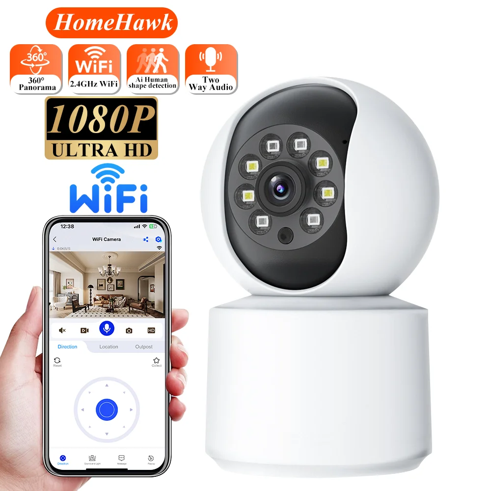 

Беспроводная IP-камера Kolintom для помещений с Wi-Fi, приложением, автоматическим отслеживанием человека, ночным видением, для домашней безопасности, видеонаблюдения, мониторинга детей и домашних животных