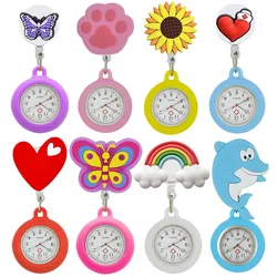 YiJia Cartoon Retractable Badge Reel Medical Pocket Watch for Nurse with Rubber Case and Luminous Pointer Nursing Equipment