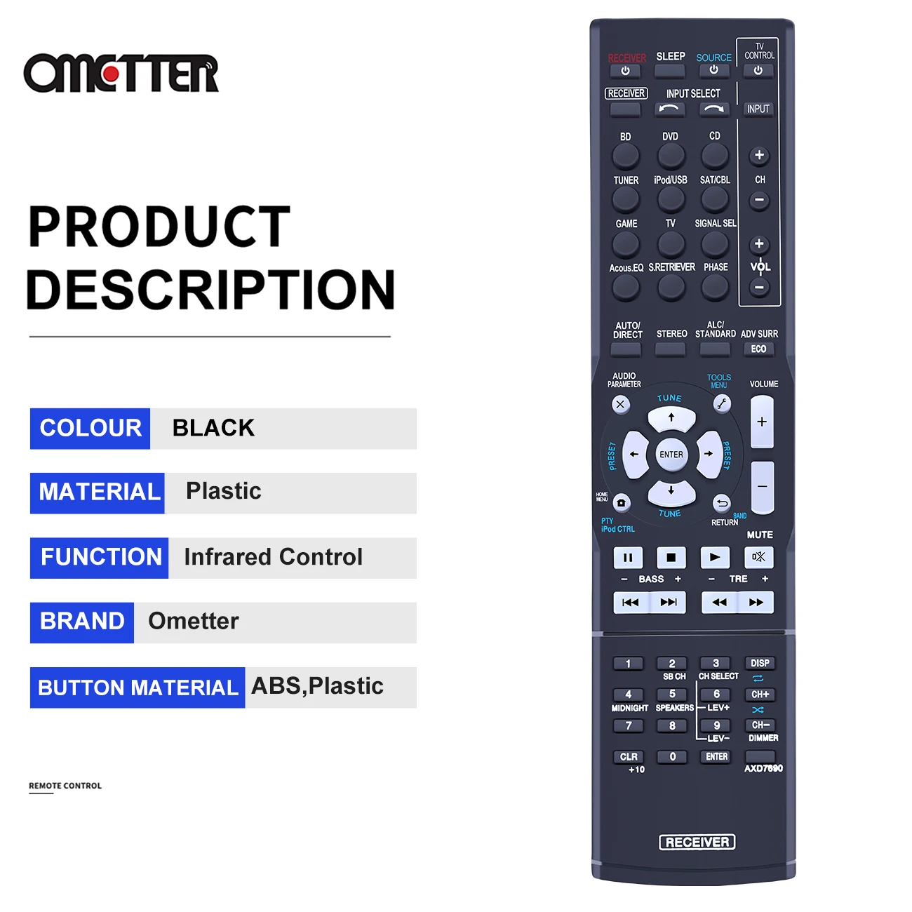 AXD7690 AXD7583 Remote Control Fit for Pioneer AV Receiver VSX-421-K VSX423 VSX-523-K VSX-56TXI VSX-9300TX VSX-523-K VSX820K