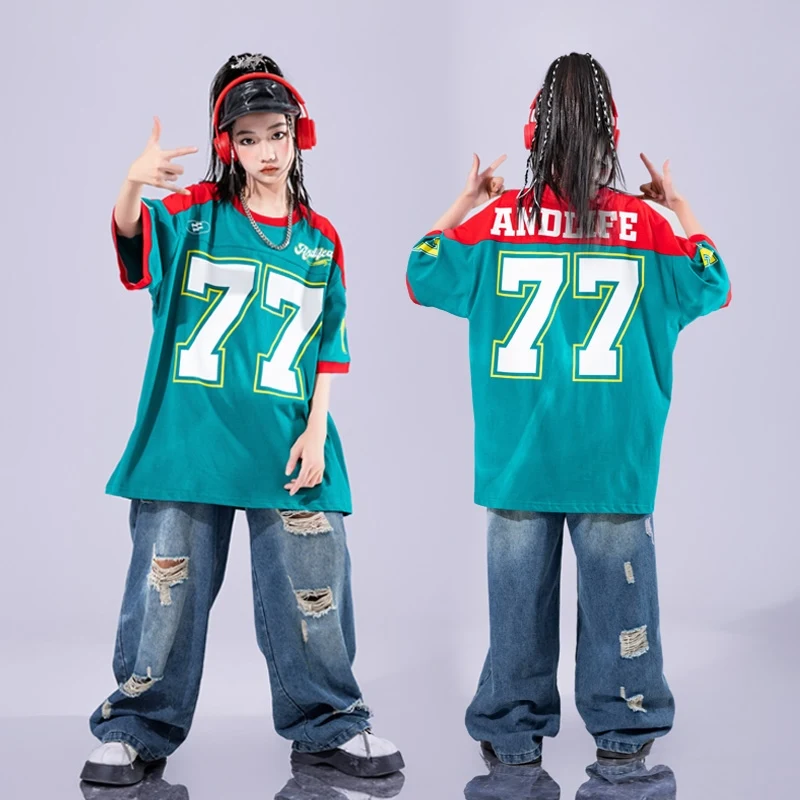 Costumes de danse moderne Jazz pour filles, T-Shirt ample, pantalons Hip Hop, tenues pour garçons, vêtements de scène de danse Hip Hop Rave, nouvelle collection 2025 DQS19868