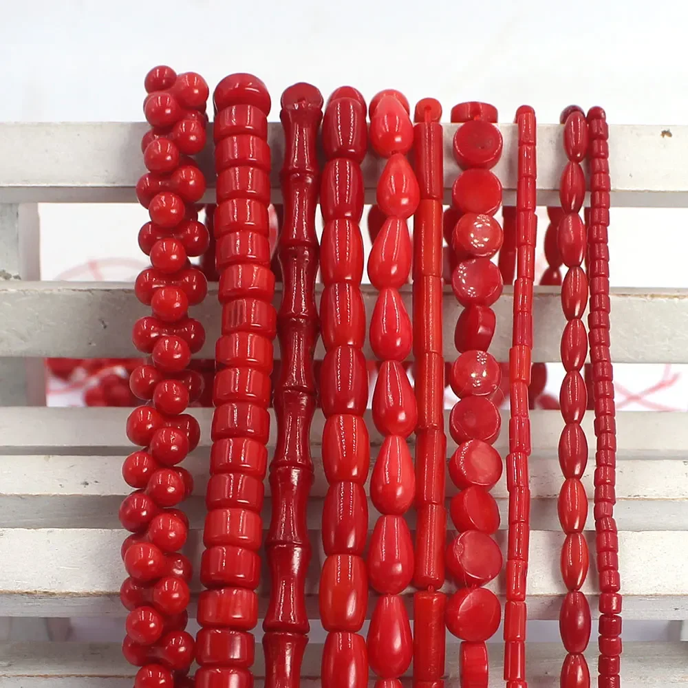 Natural Red Sea Bambo Coral Irregular Shape Loose Isolation Beads for Jewelry Making DIY for Bracelet Necklace Accessories