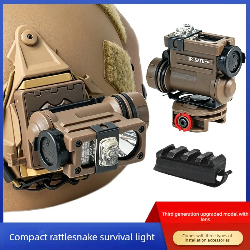 Tactical Helmet Light, White Red IR Strobe Signal Lamp with Low Light for Outdoor Survival