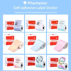 Phomemo Self-Adhesive Label Paper Square Round White Transparent Color Labels for Phomemo M110 M200 M120 Label Printer Sticker