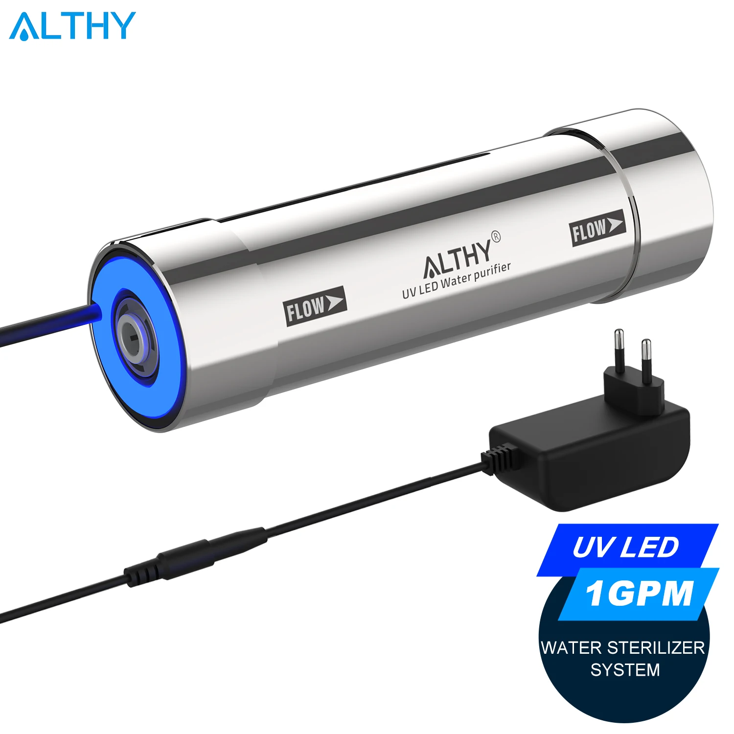 ALTHY LED UV 자외선 물 살균기, 싱크대 아래 물 필터/RO 정수기 시스템, 무수은 스테인리스, 50 년 수명 