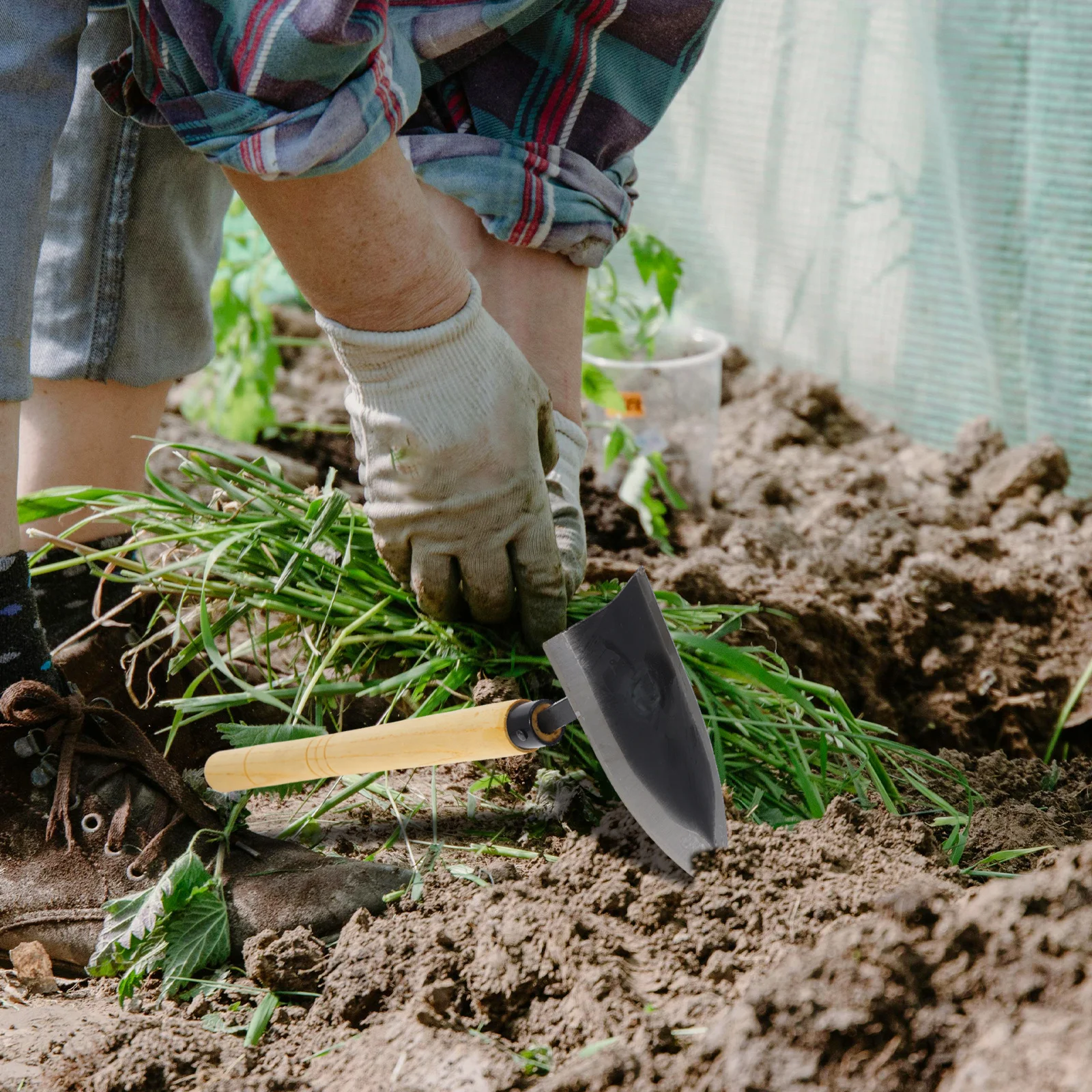 1 قطعة مقبض خشبي مجرفة الصلب عالية الجودة حديقة Weeder العملي خفيفة الوزن اليد حفار أداة هووسورمينغ هدية