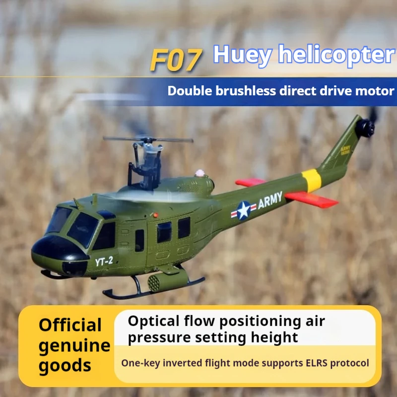 

YUXIANG F07V 1:34 UH-1 HUEY Масштаб 2,4G 6CH Удержание высоты Оптическое позиционирование потока Двойной бесщеточный двигатель RC Вертолет