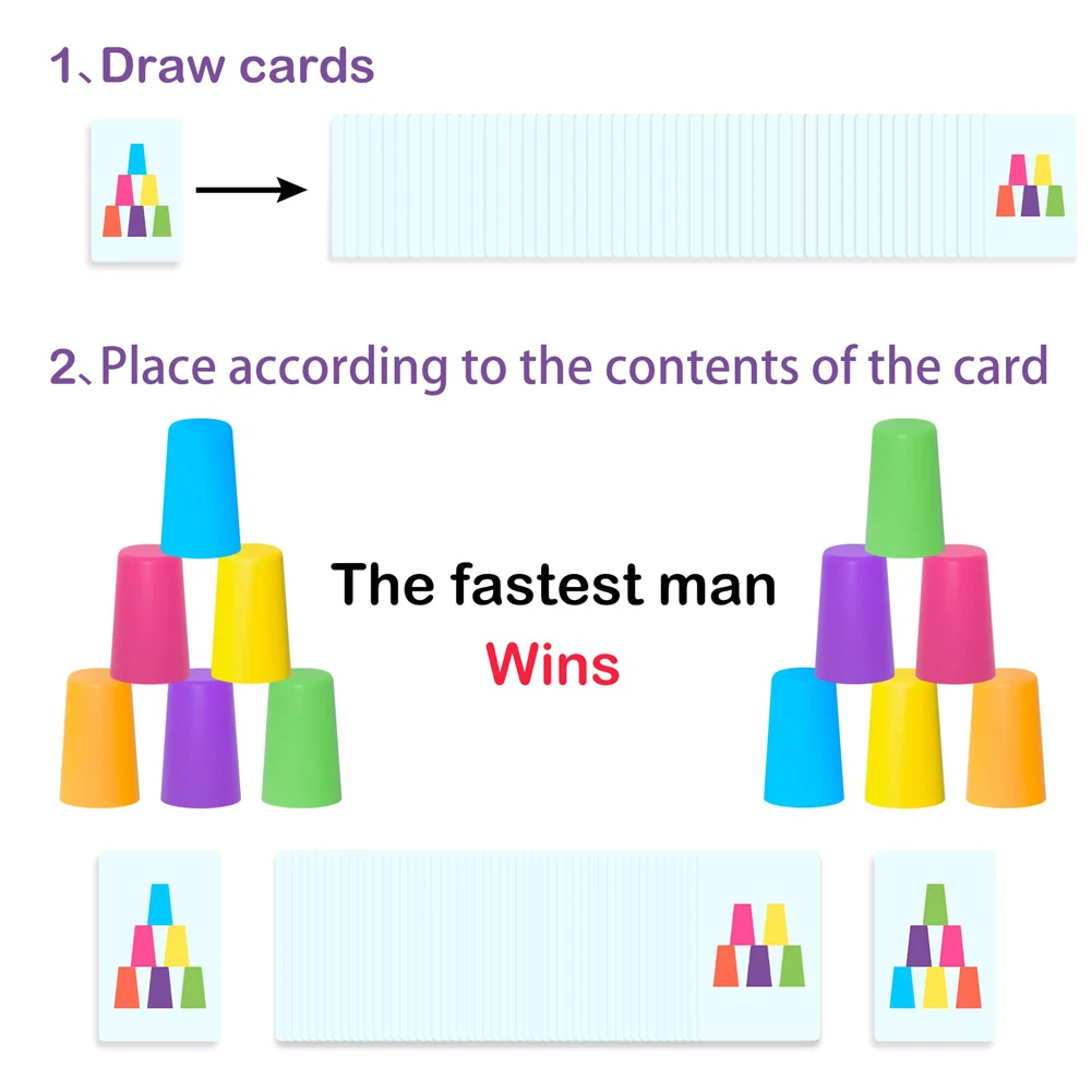 ของเล่นมอนเตสซอรี่ เกมถ้วยซ้อนขนาดเล็ก พร้อมการ์ด เสริมสร้างพัฒนาการทางปัญญา ฝึกการเรียนรู้สี ฝึกตรรกะ สำหรับเด็ก