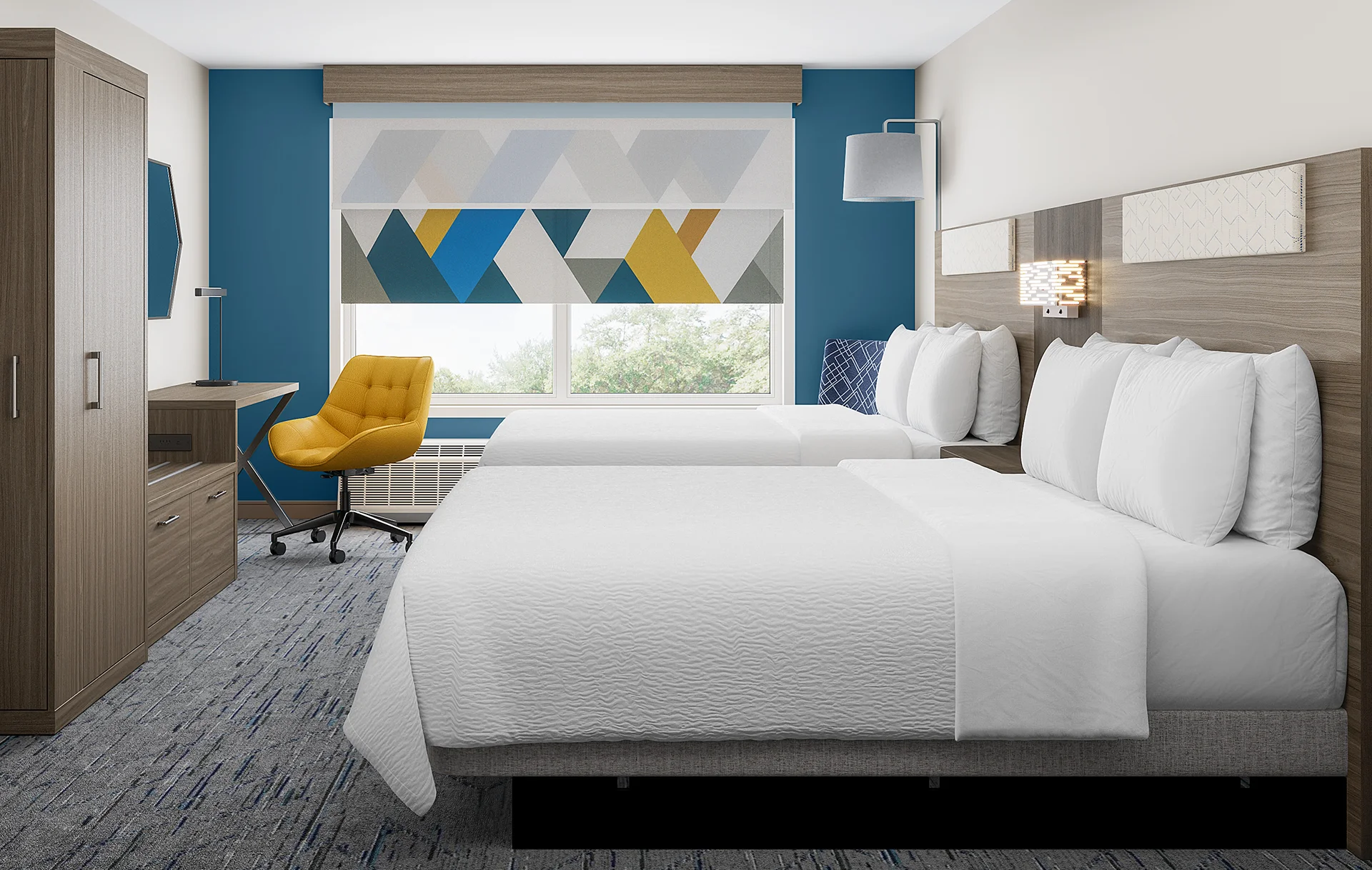 Holiday Inn Express Luxury Boutique Hotel Furniture Set Custom Made Bedroom Furniture with King Bed Sofa Desk and Wardrobe