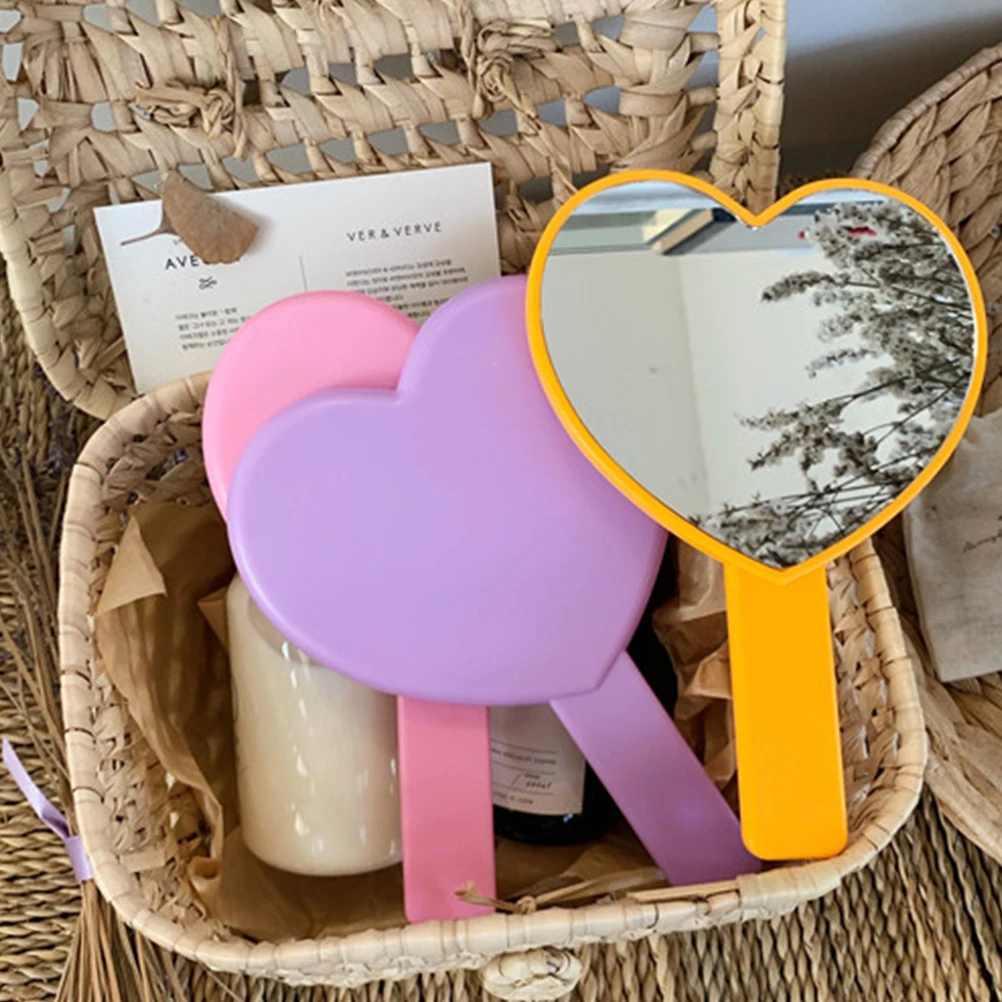 

2Pcs Heart Shape Makeup Mirror Compact Portable Small Durable Mirror Handheld Exquisite Gift for Ladies