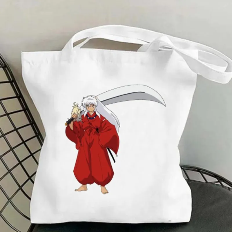 Bilibili Anime InuYasha damskie torebki na ramię torebka na co dzień torba o dużej pojemności bawełniana torba na zakupy