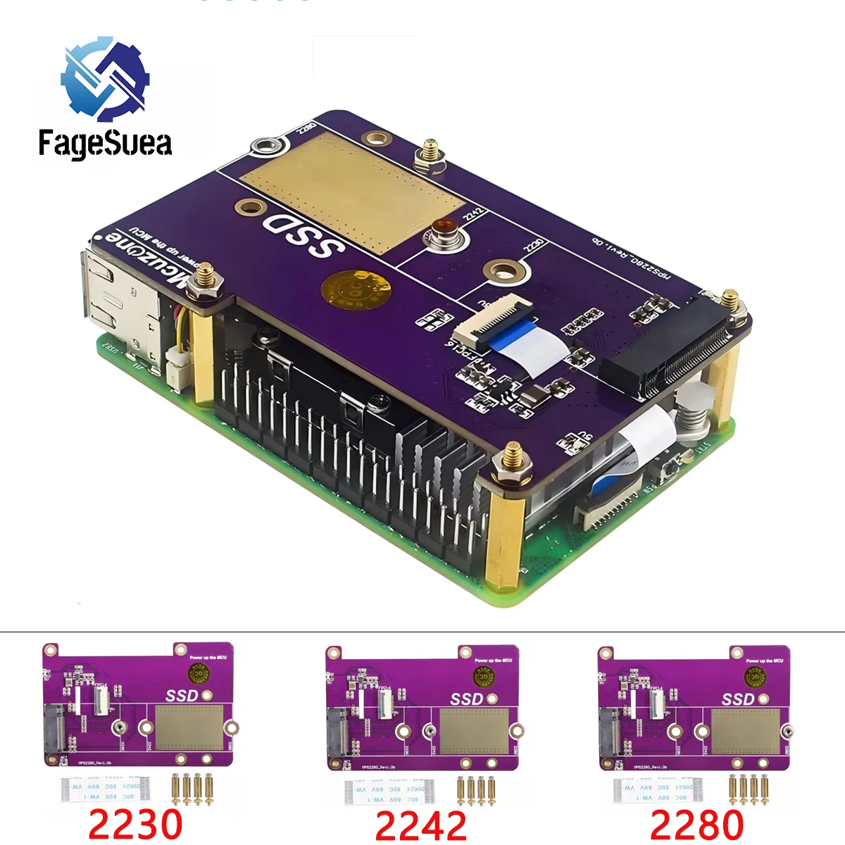 Raspberry Pi 5 PCIe to M.2 NVMe SSD Support GEN3 High Speed Fit 2230 2242 2280 M.2 Solid State Drive for RPI 5 Pi5