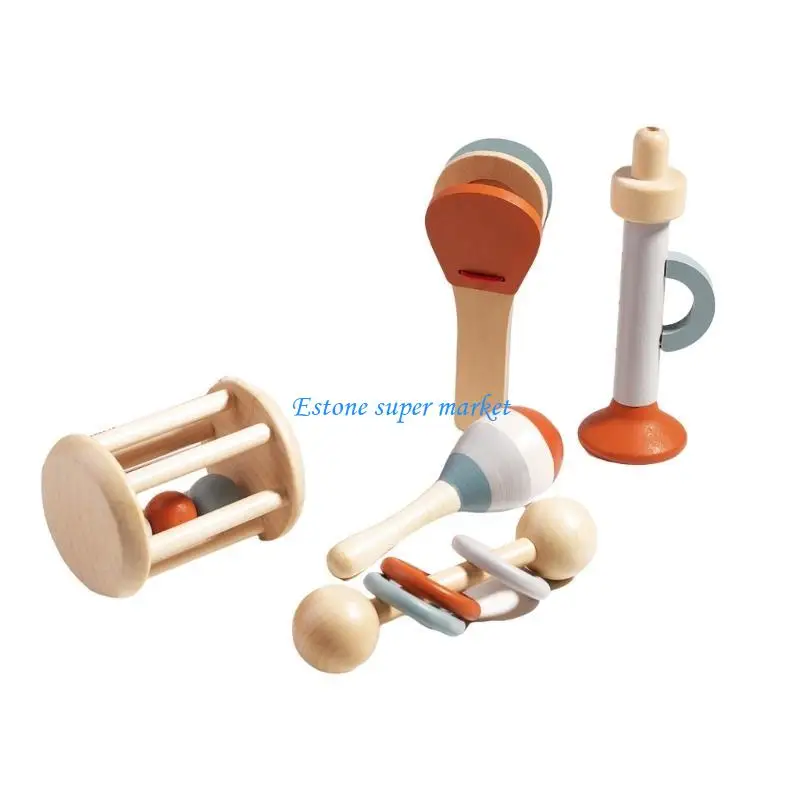 090B 5 sztuk zestaw muzyczny z drewna Instrument zabawka przedszkole dla dzieci Orff muzyczna zabawka prezent dla dziecka