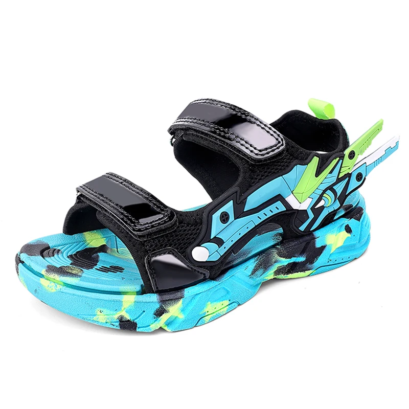 Boys Sandals 2024 Summer New Soft Sole Anti Slip Kids Sports Sandals Cartoon Outwear Children Beach Sandals 3-12 Year Old