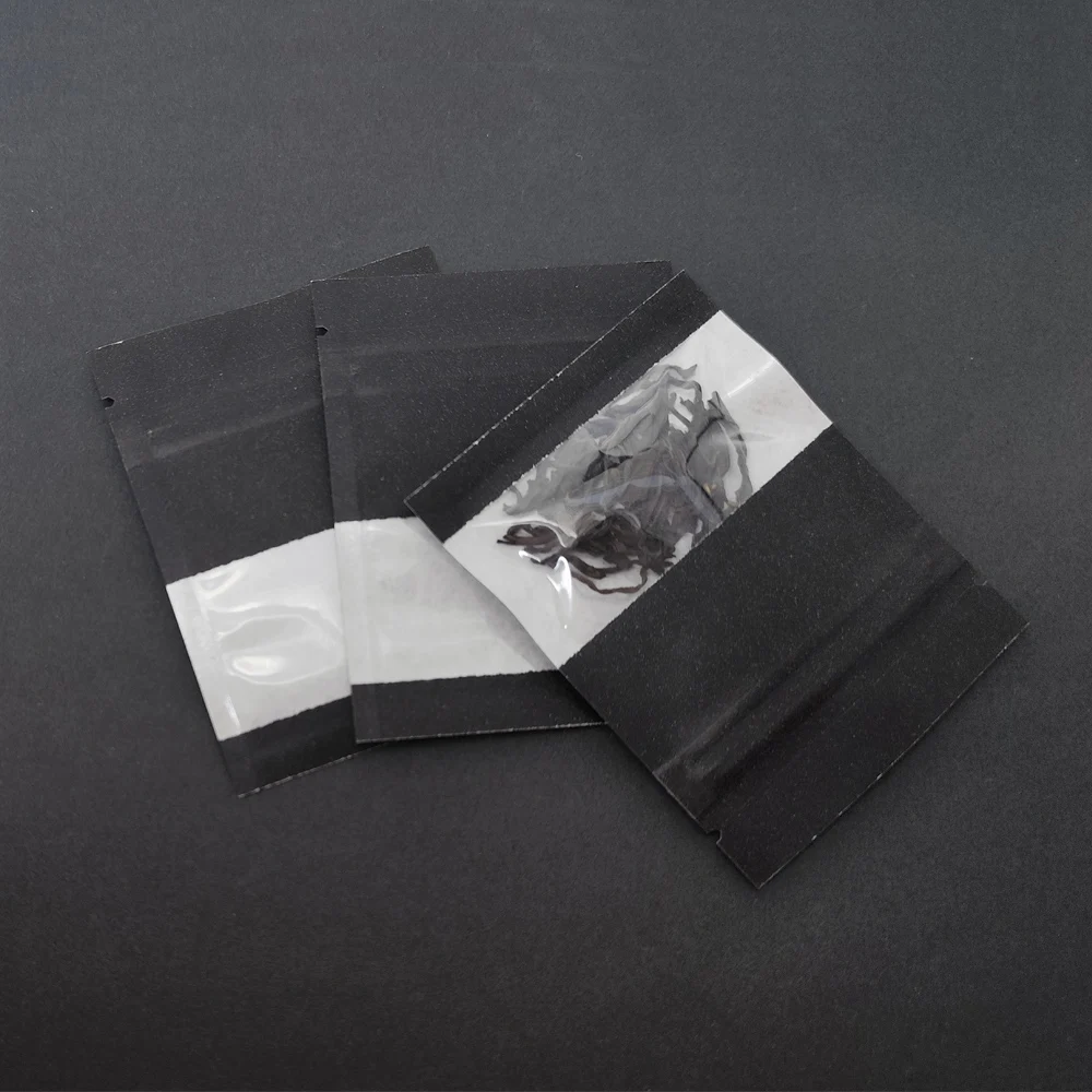 

100pcs Black Reclosable Kraft Paper Food Snack Package Bag Zip Lock Self Seal Zipper Packet With Clear Window