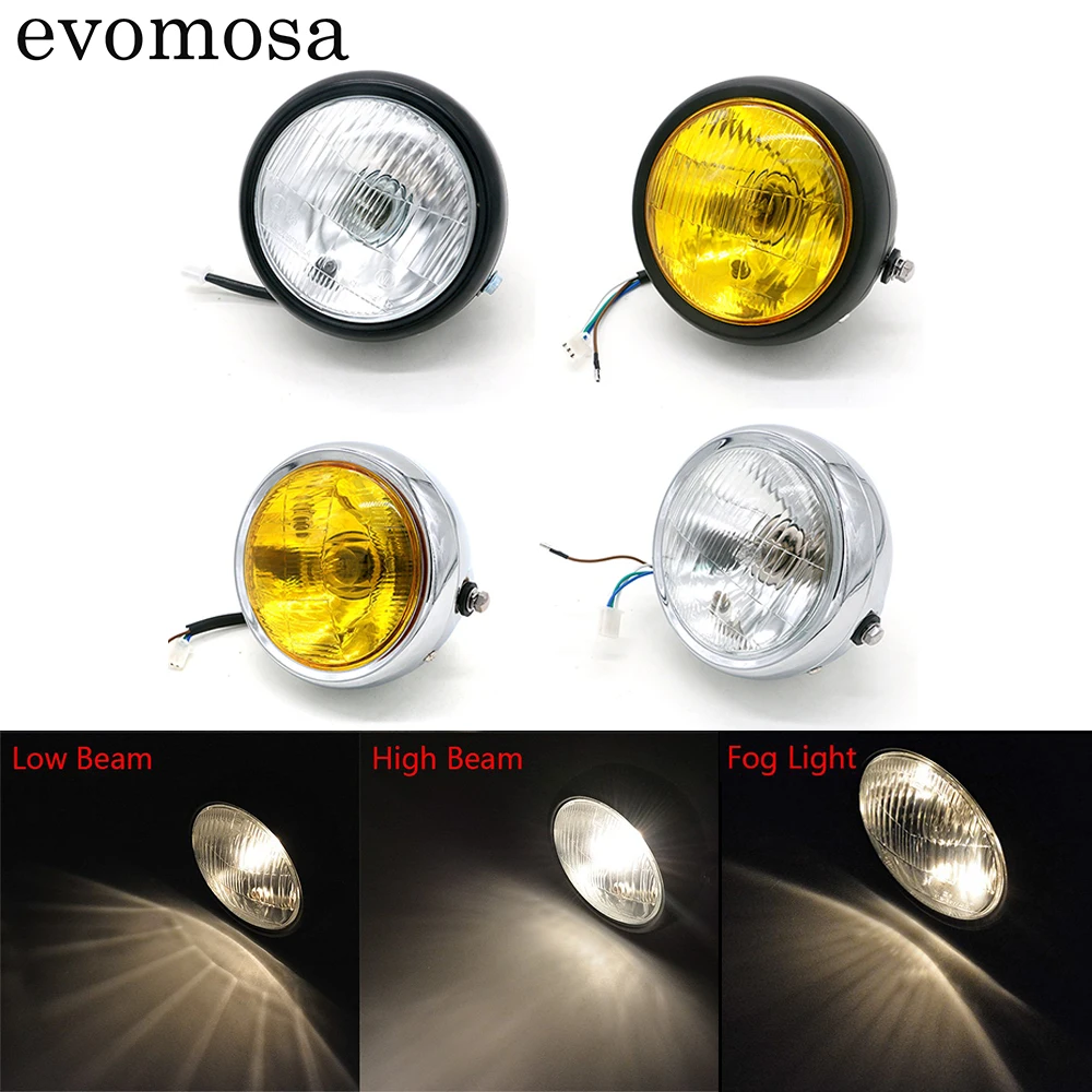 

Evomosa Retro Lens Motorcycle Round Modified Front Headlight Fits For CG125 GN125