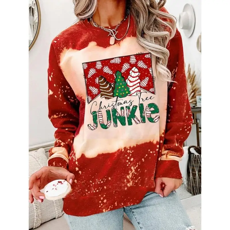 Plus Size Women's Round Neck Long Sleeved Pullover Fashionable Christmas Style Casual Holiday Women's Pullover