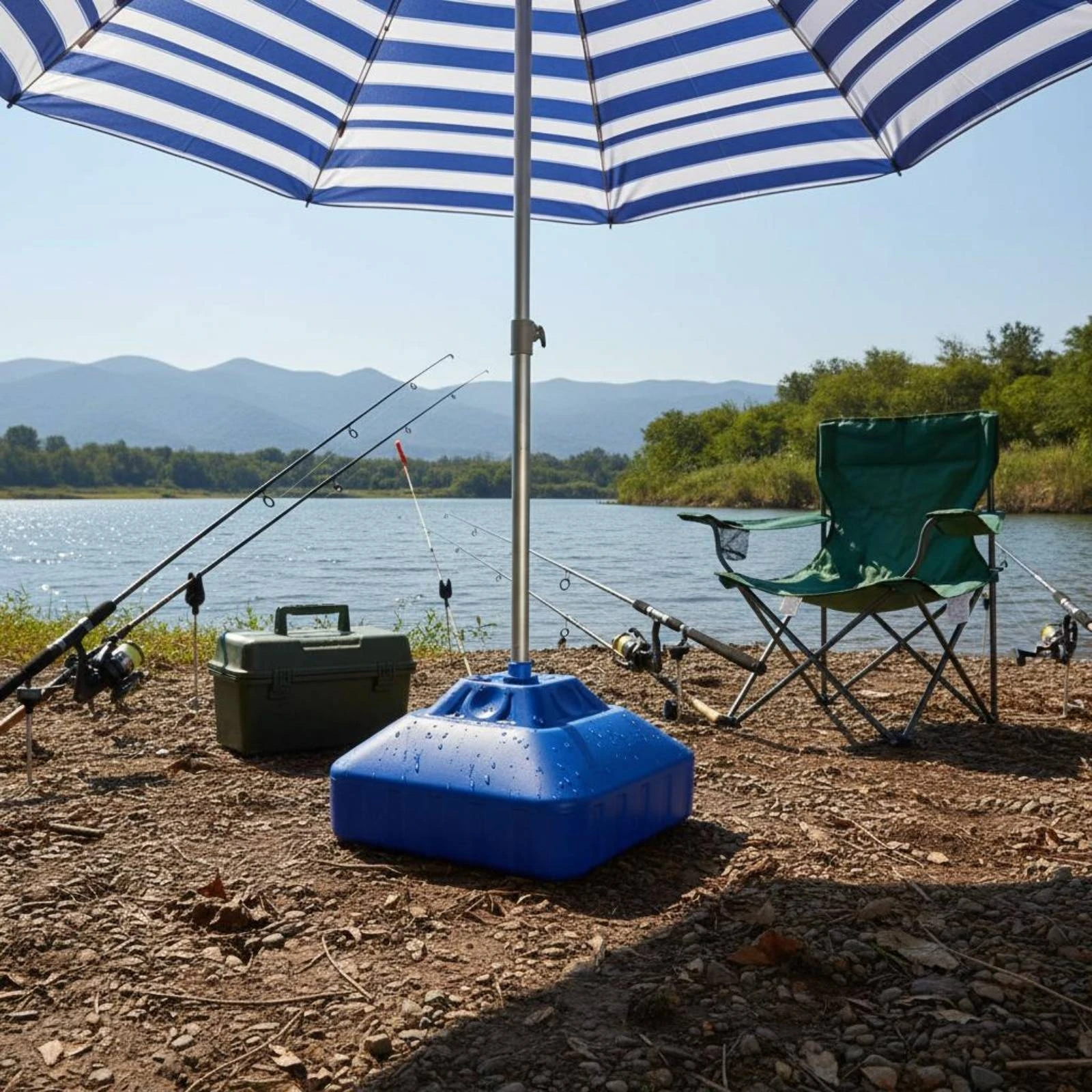 Water-Fill Umbrella Base Sleek Design Water Filled Umbrella Stand Outdoor Support Blue Stable