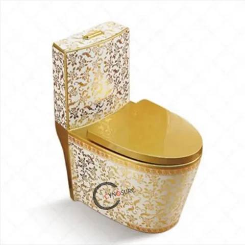 حمام أوروبي فاخر ذهبي عتيق عالي الجودة من الأرض إلى السقف حمام سيراميك صحي ذهبي