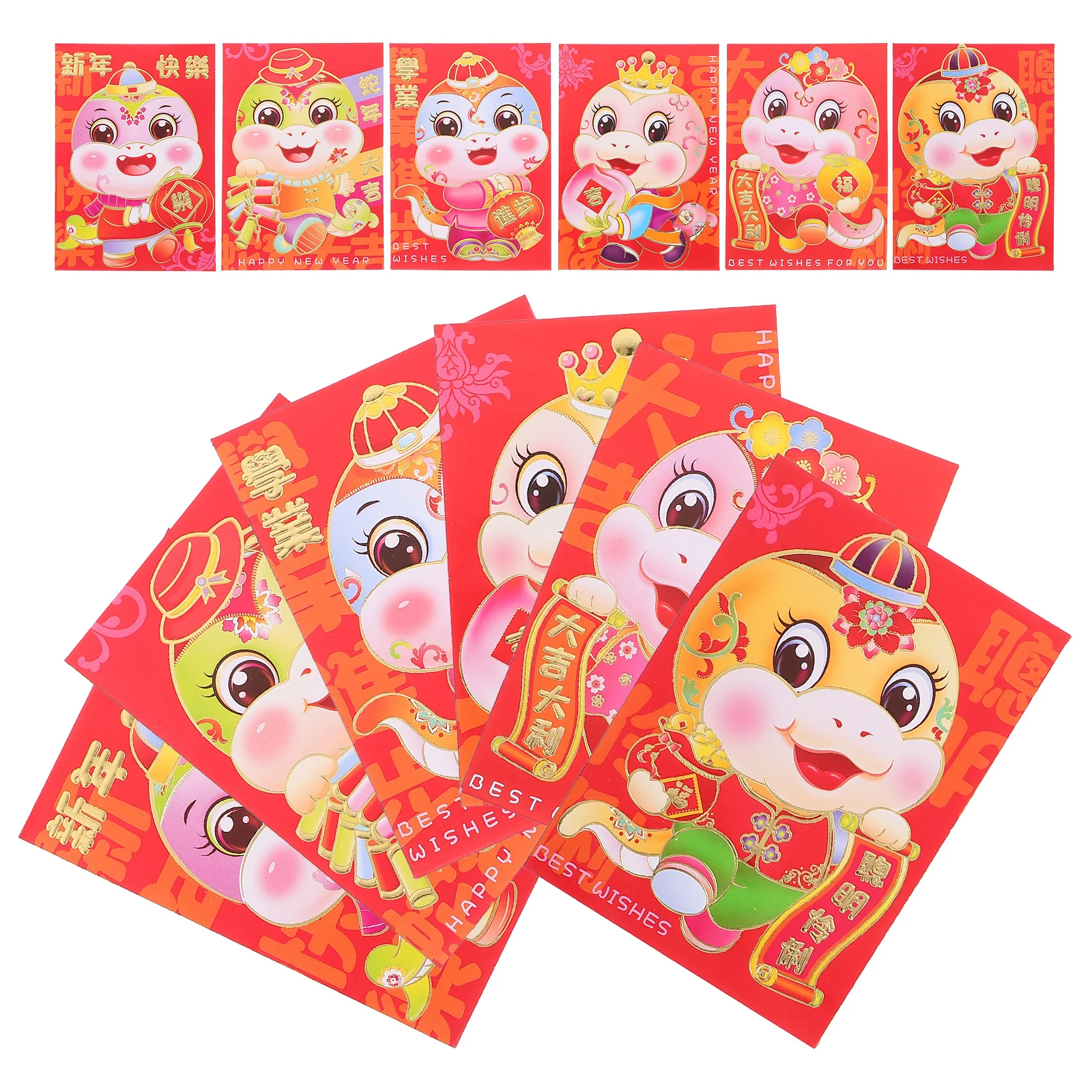 36Pcs 2025 Snake Year Envelope Red Money Packet Traditional Chinese New Year Blessing Gift Sturdy Design Red Envelopes