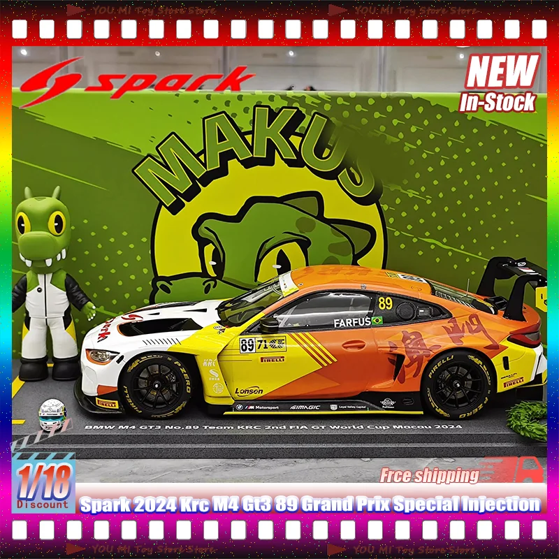 신제품 1:18 1:43 스파크 2024 Krc M4 Gt3 89 그랑프리 스페셜 인젝션 시뮬레이션 레진 미니어처 레이싱 모델 장난감 장식품