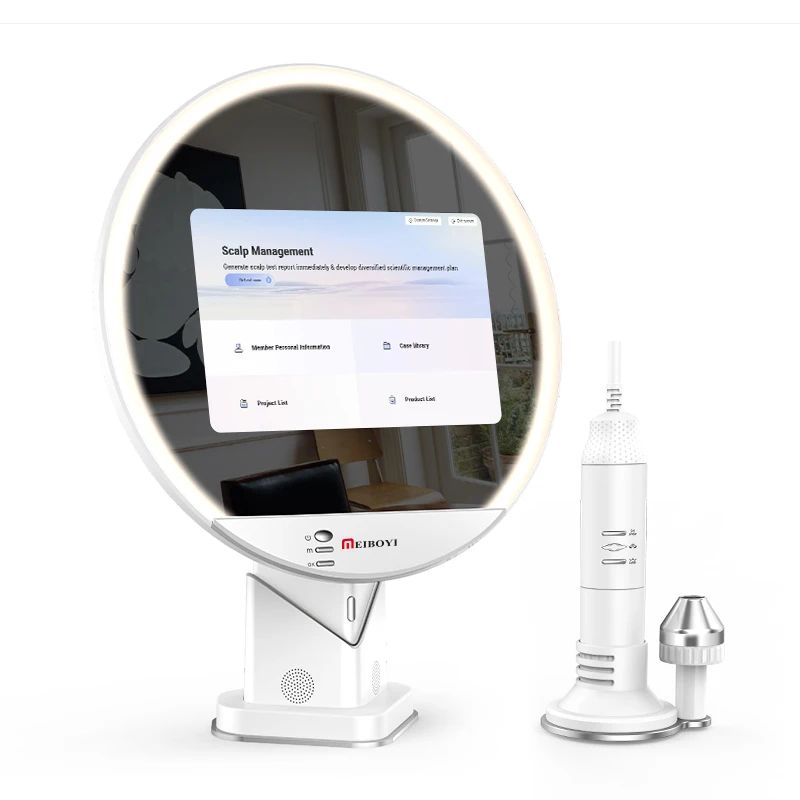 Meiboyi 2025 Analizzatore integrato del cuoio capelluto con schermo a specchio AI di alta qualità può reportare la macchina per l'analisi dei follicoli piliferi portatile HD