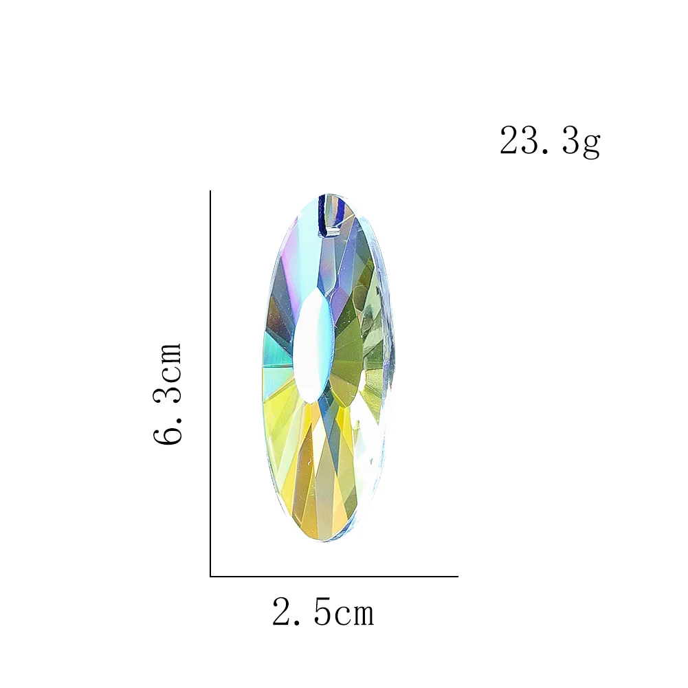 Oval AB Coated Glass Crystal Pendant Charm Multi Faceted Glass Drop Beads for DIY Earring Jewelry Making Handcrafted Accessories
