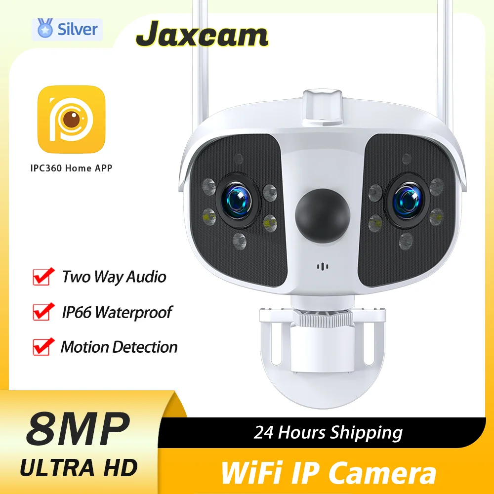 Outdoor 4K 8MP 4MP 180° Ultra Wide View Angle Panoramic WIFI Dual Lens Integrated Machine Security IPC360 Home Human Detection