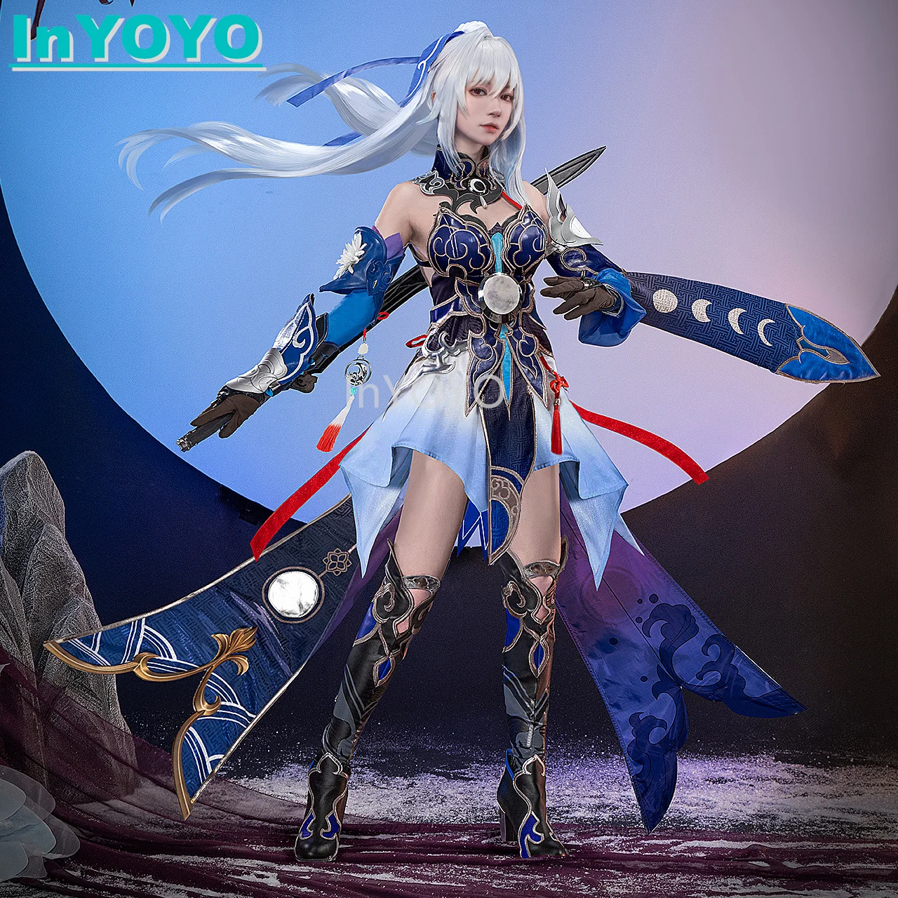 

InYOYO Jing Liu Cosplay Costume Honkai: Star Rail Jingliu Gorgeous Dress Uniform Role Play Game Suit Halloween Party Outfit Wome