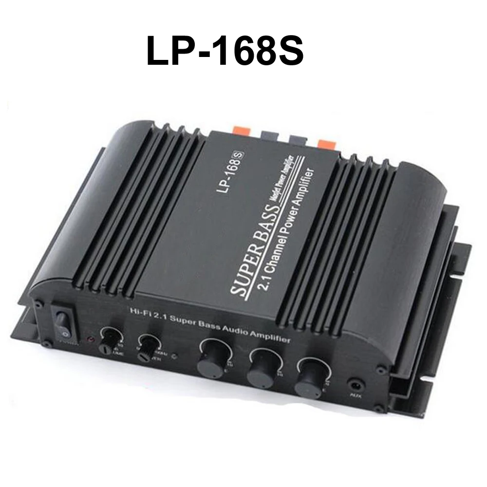 Car Amplifier Lepy LP-168S 12V Power Subwoofer 2.1 Channel Auto Audio Bass Output HiFi Stereo Sound With AUX Function LoudSpeake