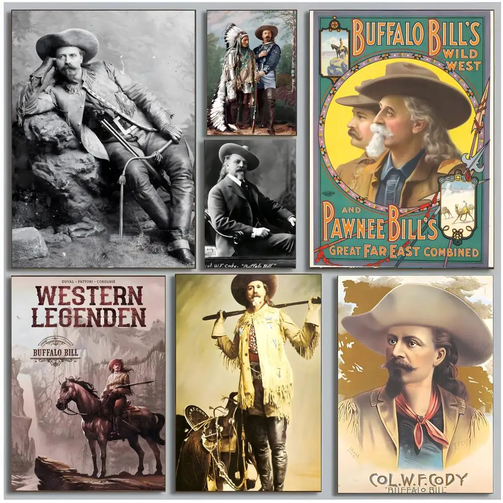western historical figure W-William Buffalo Bill Cody Poster Modern Wall Art Bedroom Living Room Print Unframed
