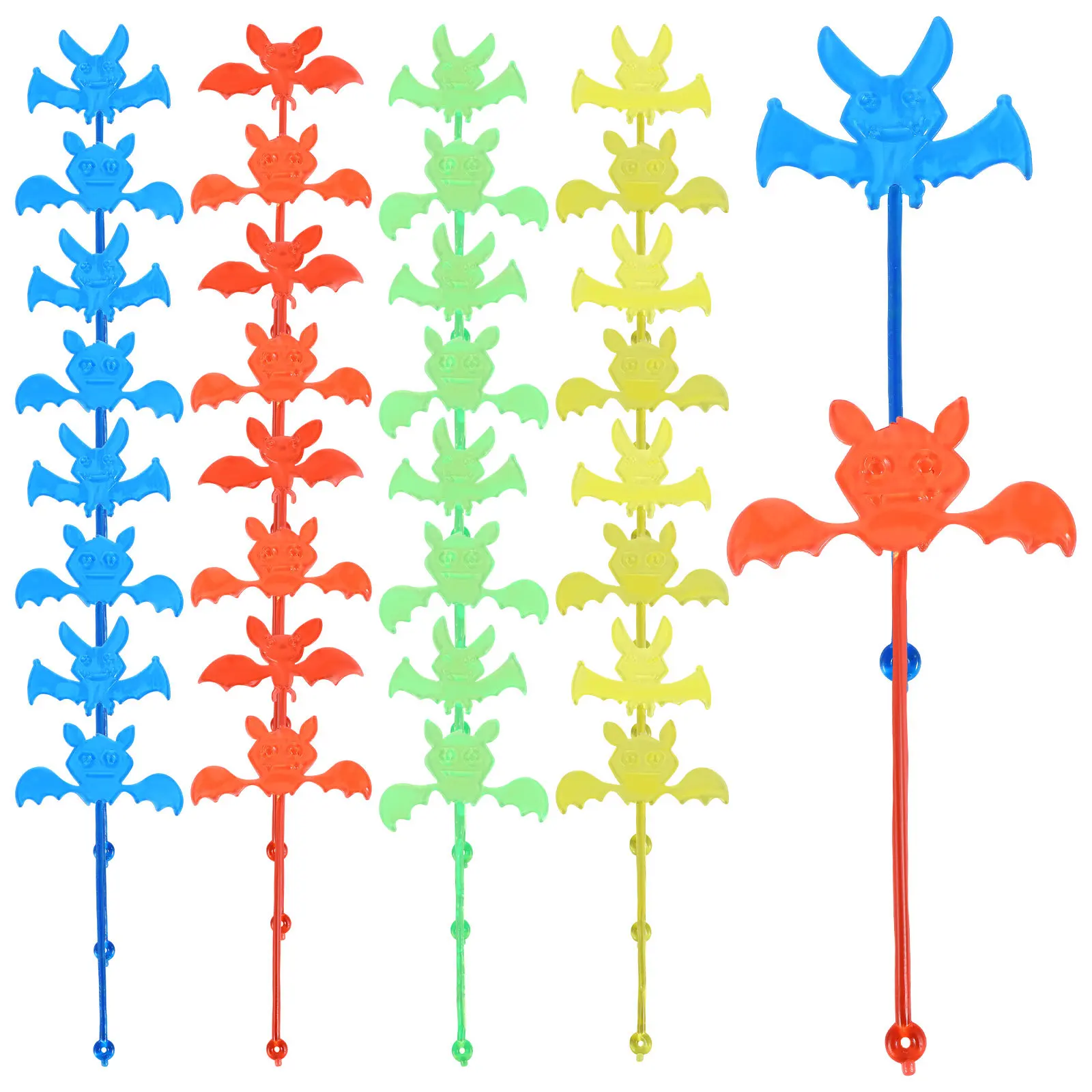 

60Pcs Creative Sticky Bats Elastic Stretchy Halloween Party Pranks Favors Bulk Kids Stretch Rope Fidget Sticky Wall Props